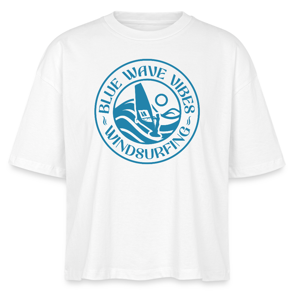 Frauen Boxy Bio-T-Shirt Nova -blue wave vibes- - Weiß