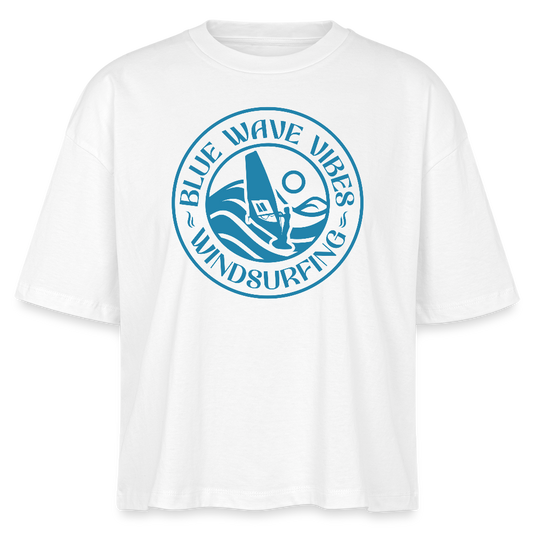 Frauen Boxy Bio-T-Shirt Nova -blue wave vibes- - Weiß