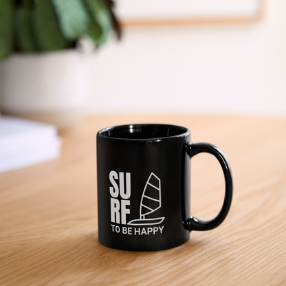 Tasse -surf to be happy- - Schwarz