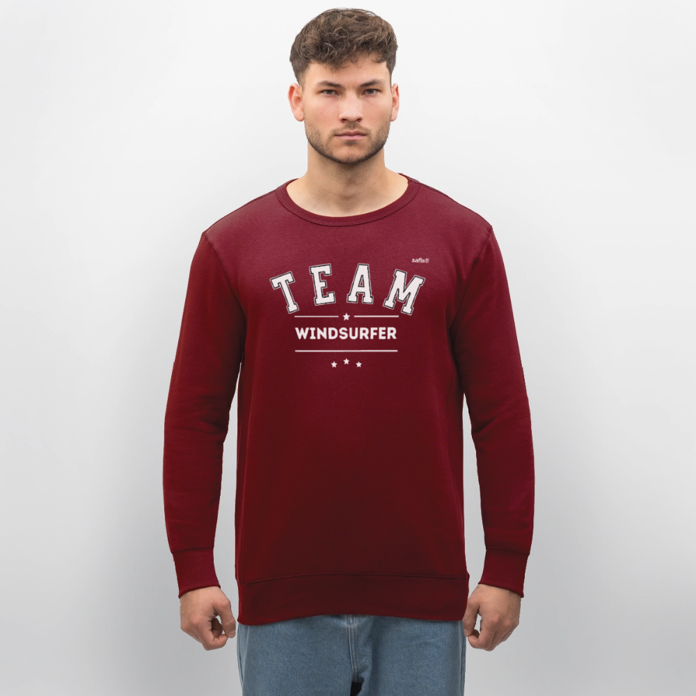 Unisex Bio-Sweatshirt ROLLER -Team Windsurfer- - Burgunderrot