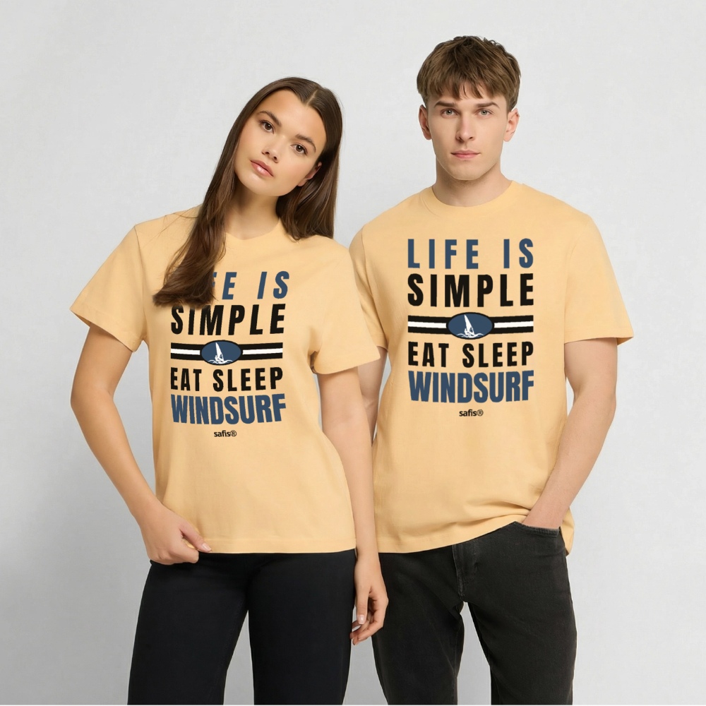 -eat sleep windsurf- Relaxed Fit Unisex Bio-T-Shirt - Hellgelb