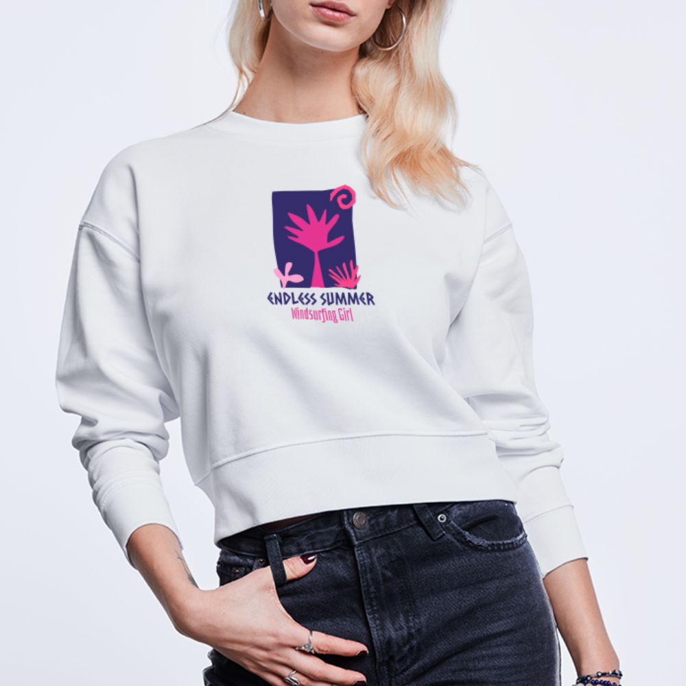 Cropped Frauen Bio-Sweatshirt -endless summer- - Weiß