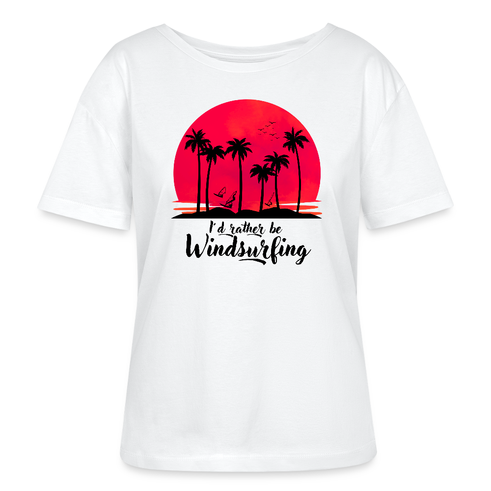 Relaxed Rundhals Frauen Bio-T-Shirt -I´d rather be- - Weiß