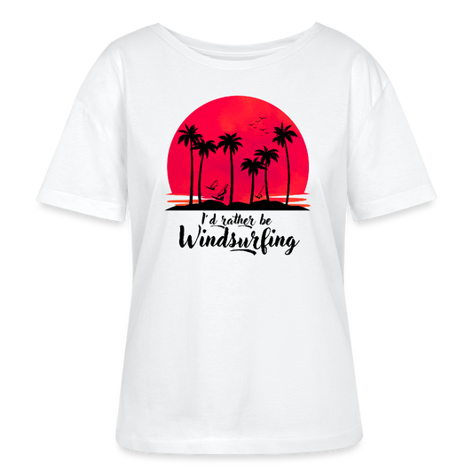 Relaxed Rundhals Frauen Bio-T-Shirt -I´d rather be- - Weiß