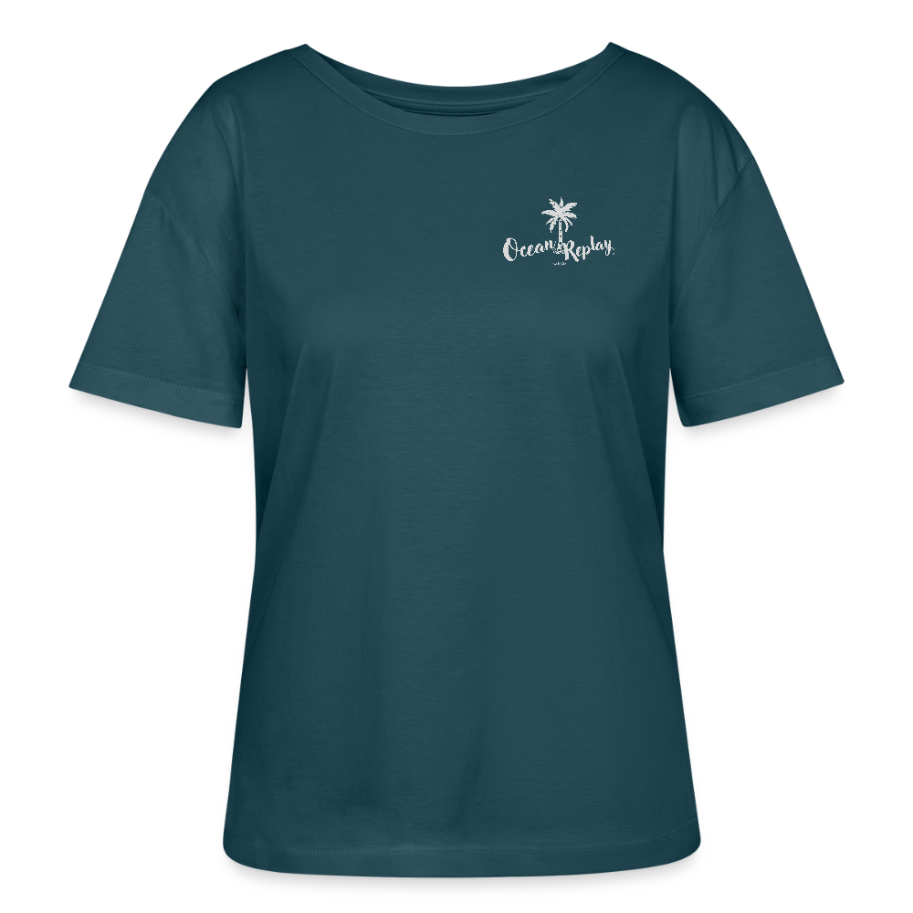 Relaxed Rundhals Frauen Bio-T-Shirt -ocean replay- - Dunkles Petrol