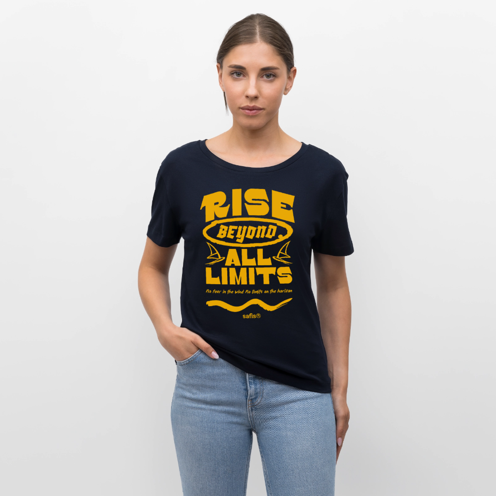 -rise all limits- Relaxed Rundhals Frauen Bio-T-Shirt - Navy