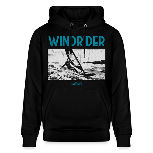 Windsurf Hoodie safis® -Windrider- Unisex Bio-Hoodie CRUISER - Schwarz