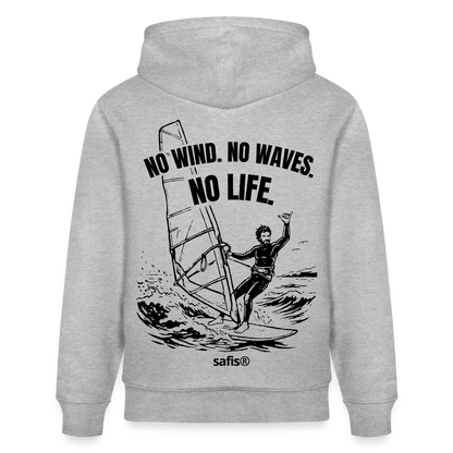 safis Windsurf Bio-Hoodie -no life- Unisex - Grau meliert
