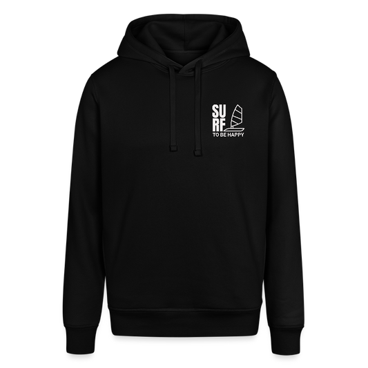 Unisex Bio-Hoodie -surf to be happy- - Schwarz