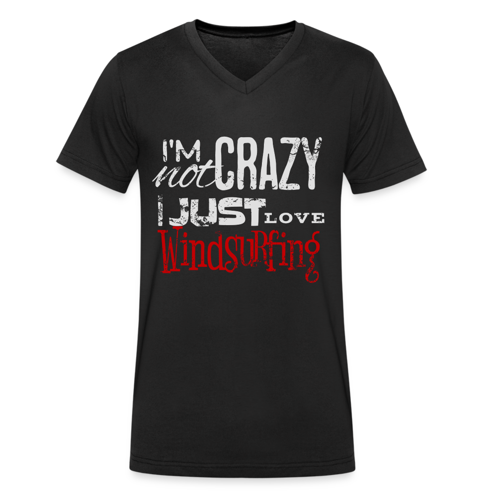 Männer Bio-T-Shirt mit V-Ausschnitt -crazy- - Schwarz