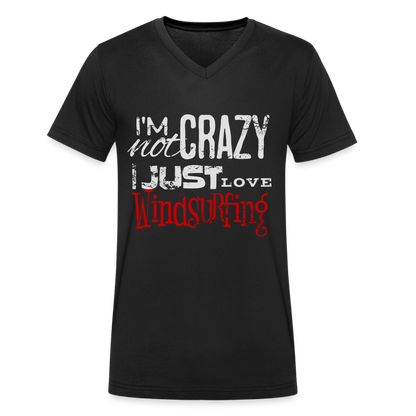 Männer Bio-T-Shirt mit V-Ausschnitt -crazy- - Schwarz