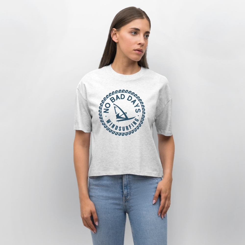 Frauen Boxy Bio-T-Shirt Nova -no bad days- - Weiß meliert