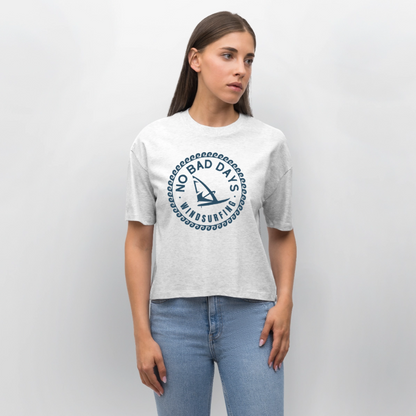 Frauen Boxy Bio-T-Shirt Nova -no bad days- - Weiß meliert