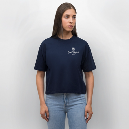 Frauen Boxy Bio-T-Shirt Nova -Ocean replay- - Navy