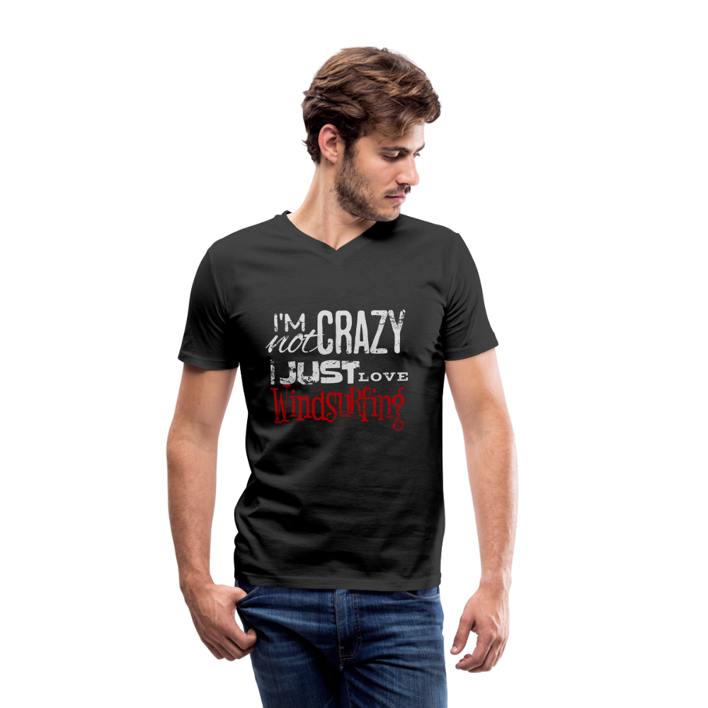 Männer Bio-T-Shirt mit V-Ausschnitt -crazy- - Schwarz