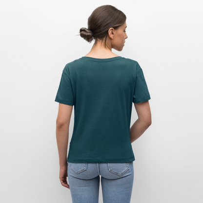 Relaxed Rundhals Frauen Bio-T-Shirt -ride the waves- - Dunkles Petrol