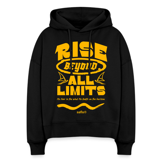 safis® Windsurfkleidung -rise all limits- Boxy Frauen Bio Hoodie Nora - Schwarz