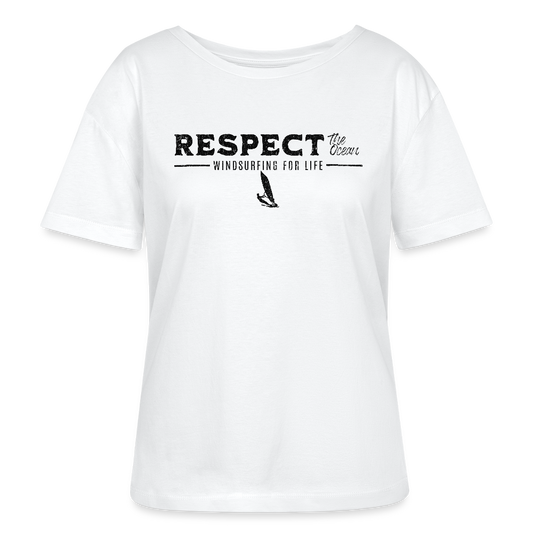Relaxed Rundhals Frauen Bio-T-Shirt -respect- - Weiß