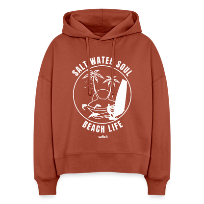 Boxy Frauen Bio Hoodie Nora -salt water soul- - Terrakotta