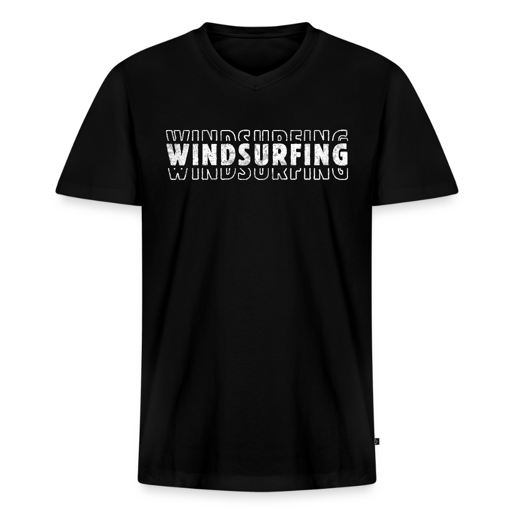 Männer Bio-T-Shirt mit V-Ausschnitt -windsurfing- - Schwarz