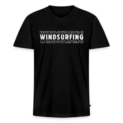 Männer Bio-T-Shirt mit V-Ausschnitt -windsurfing- - Schwarz