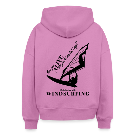 Boxy Frauen Bio Hoodie -are you alive- - Pink