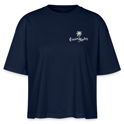 Frauen Boxy Bio-T-Shirt Nova -ocean replay- - Navy