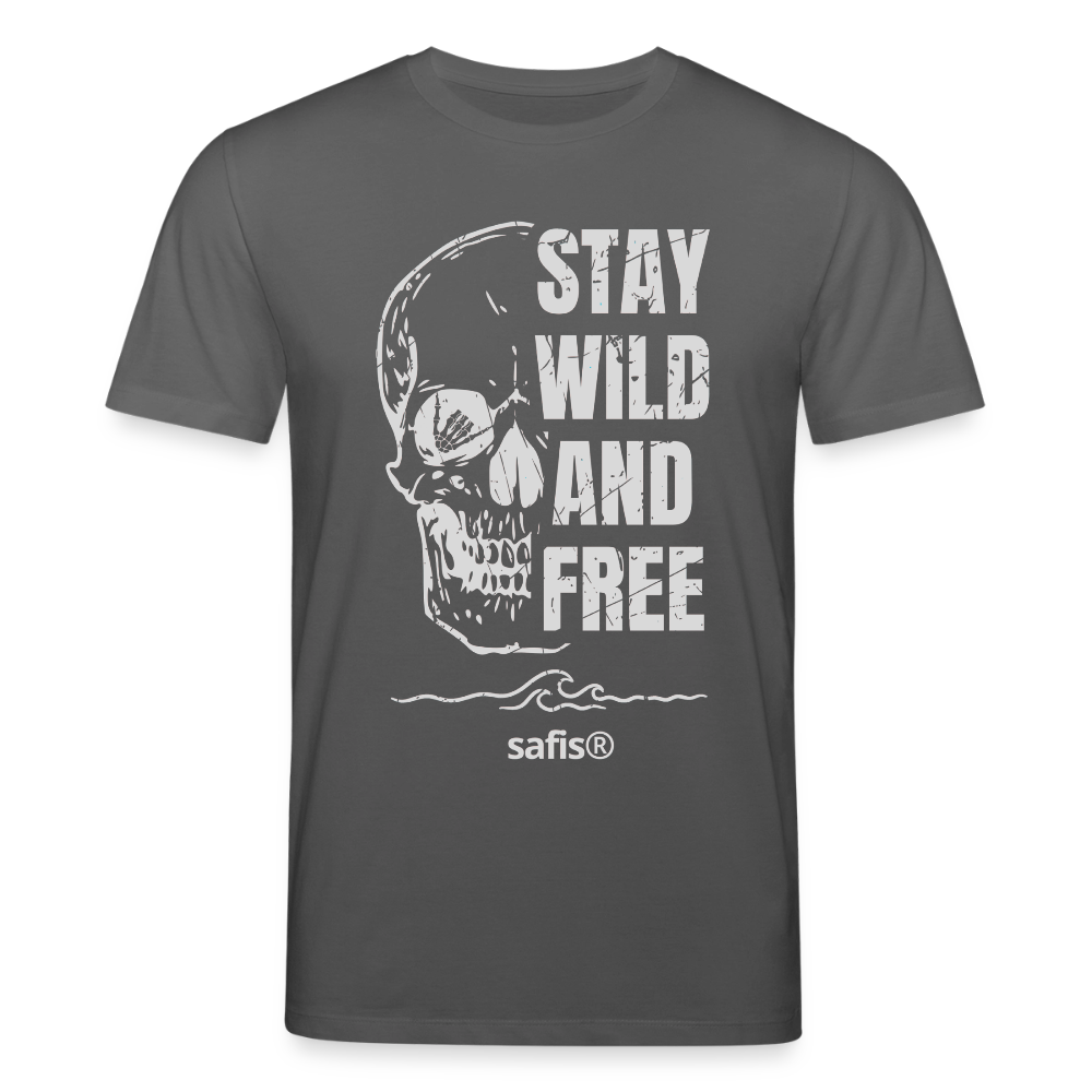 safis T-Shirt mit Totenschädel -wild and free- Unisex Bio-T-Shirt CREATOR - Anthrazit