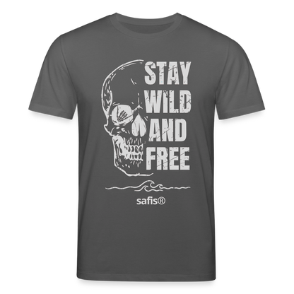safis T-Shirt mit Totenschädel -wild and free- Unisex Bio-T-Shirt CREATOR - Anthrazit
