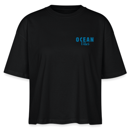 Frauen Boxy Bio-T-Shirt Nova -happiest- - Schwarz