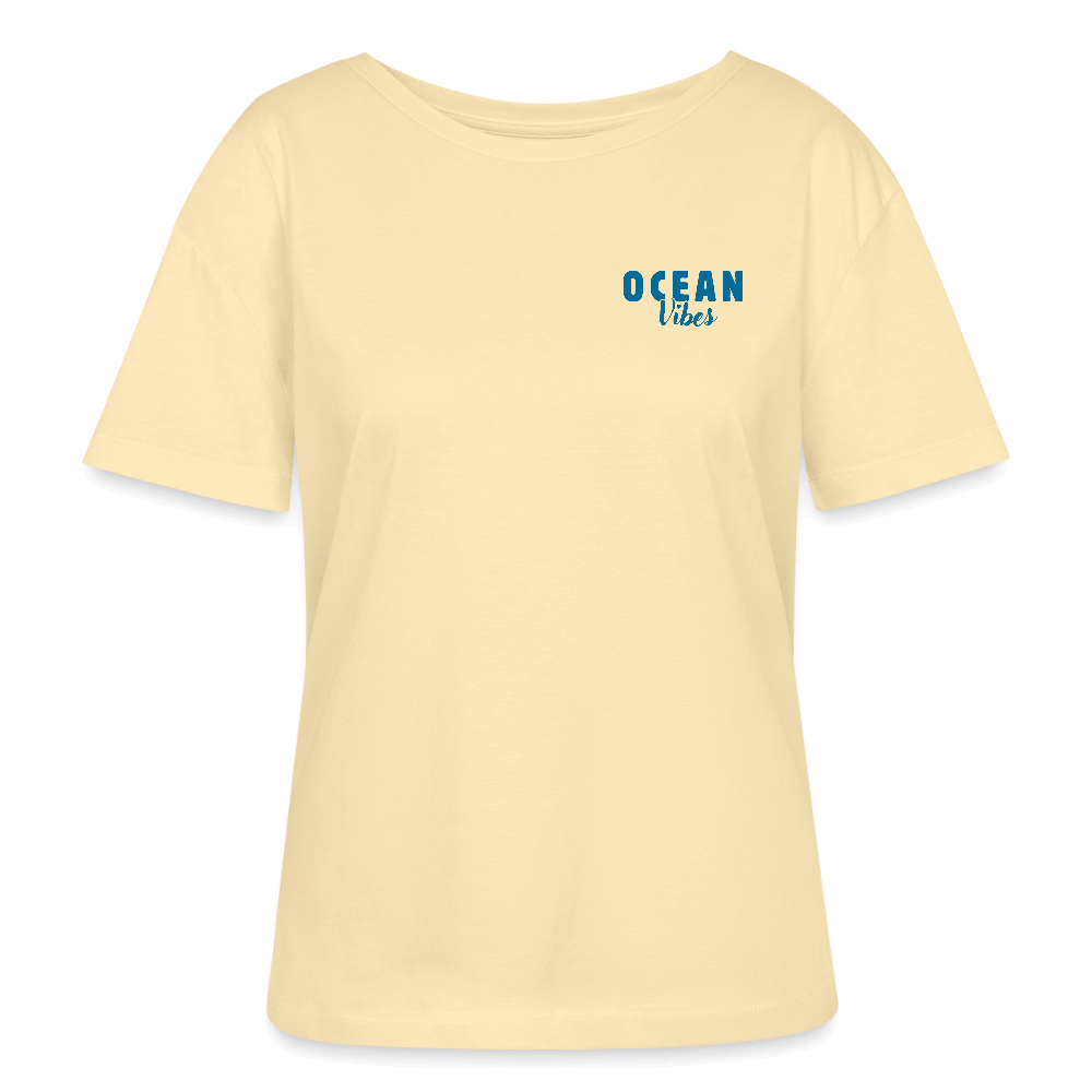 Relaxed Rundhals Frauen Bio-T-Shirt -happiest- - Creme