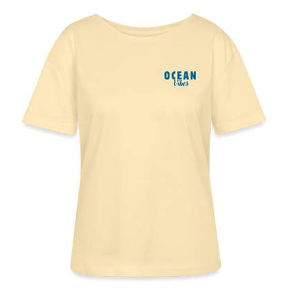 Relaxed Rundhals Frauen Bio-T-Shirt -happiest- - Creme