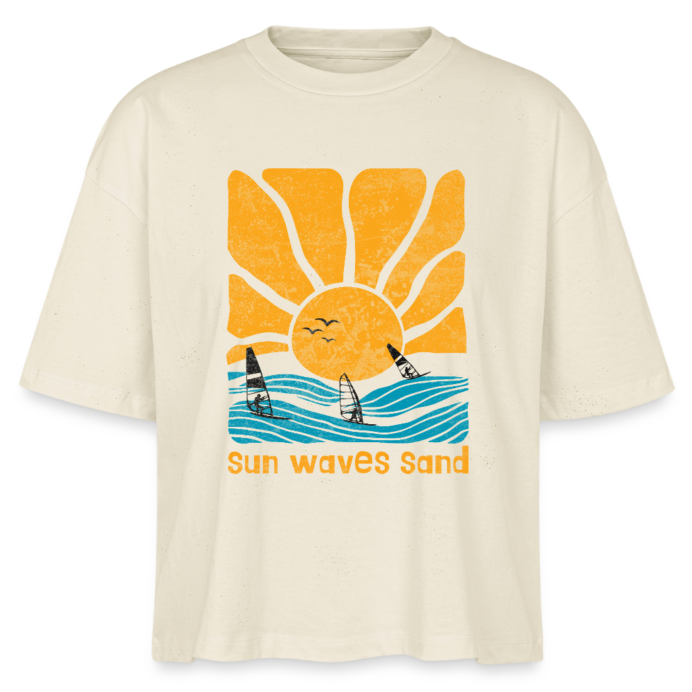 Frauen Boxy Bio-T-Shirt Nova -sunny waves- - Weißgrau