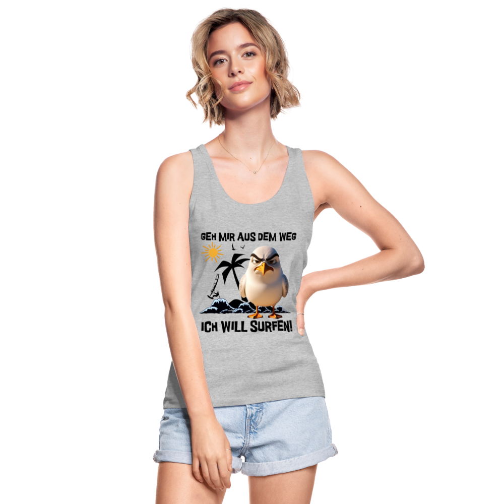 Frauen Bio Tank Top -ich will surfen- - Grau meliert