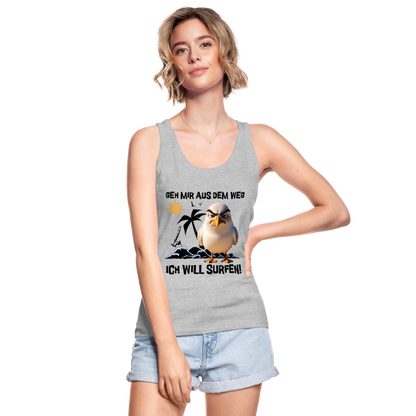 Frauen Bio Tank Top -ich will surfen- - Grau meliert