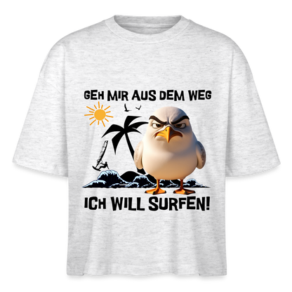 Frauen Boxy Bio-T-Shirt -ich will surfen- - Weiß meliert