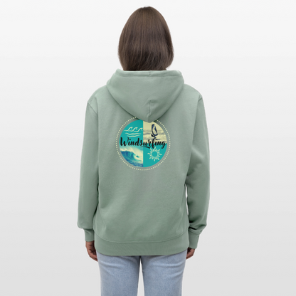 Unisex Bio-Kapuzenjacke CULTIVATOR -ocean- - Helles Graugrün