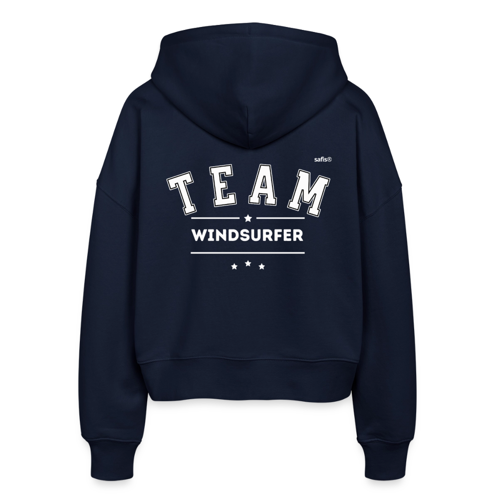 Boxy Frauen Bio Zip Hoodie Ida - Navy