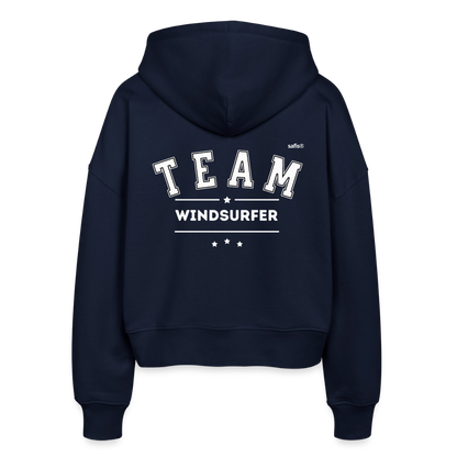 Boxy Frauen Bio Zip Hoodie Ida - Navy