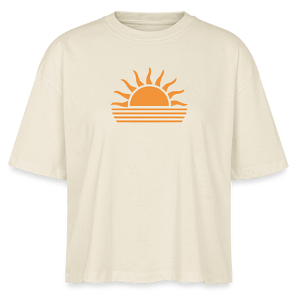 Frauen Boxy Bio-T-Shirt -sunset- - Weißgrau