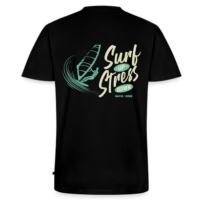 Männer Bio-T-Shirt mit V-Ausschnitt -surf up- - Schwarz