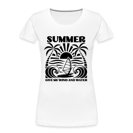 Safis Shop Frauen Premium Bio T-Shirt -give me wind and water- - Weiß