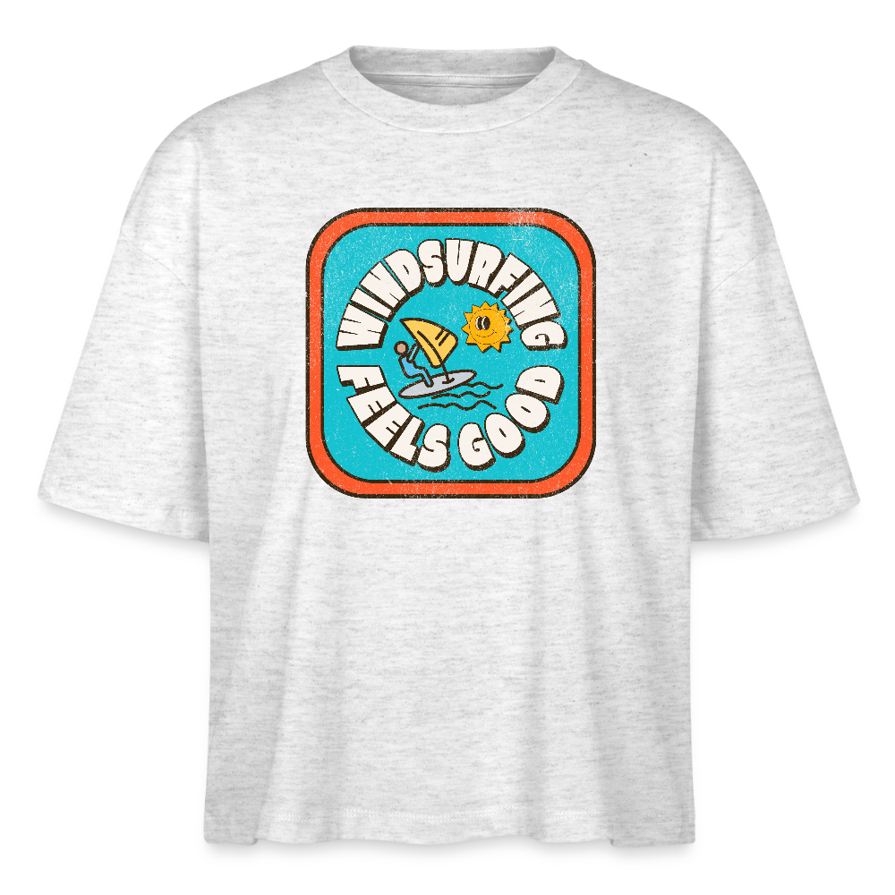 Frauen Boxy Bio-T-Shirt -feeld good- - Weiß meliert