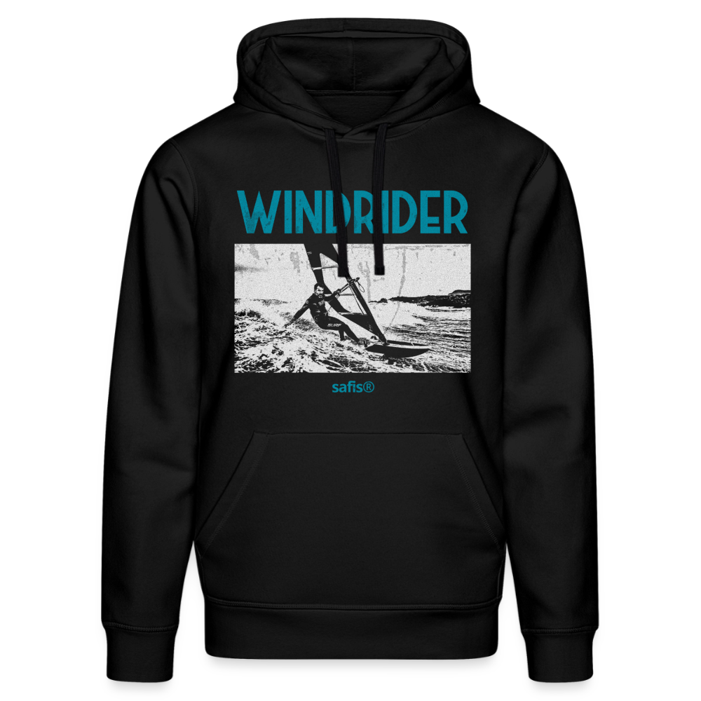 Surf Hoodie Herren safis® -Windrider- Unisex Bio-Hoodie DRUMMER - Schwarz