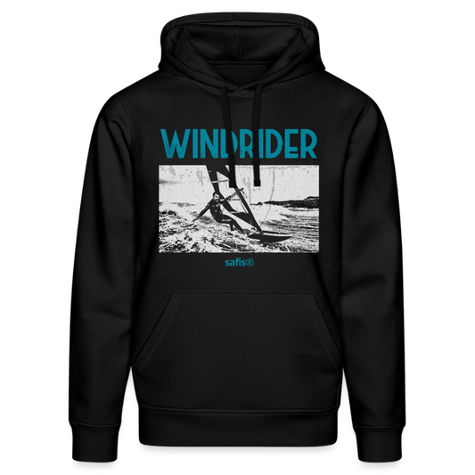 Surf Hoodie Herren safis® -Windrider- Unisex Bio-Hoodie DRUMMER - Schwarz
