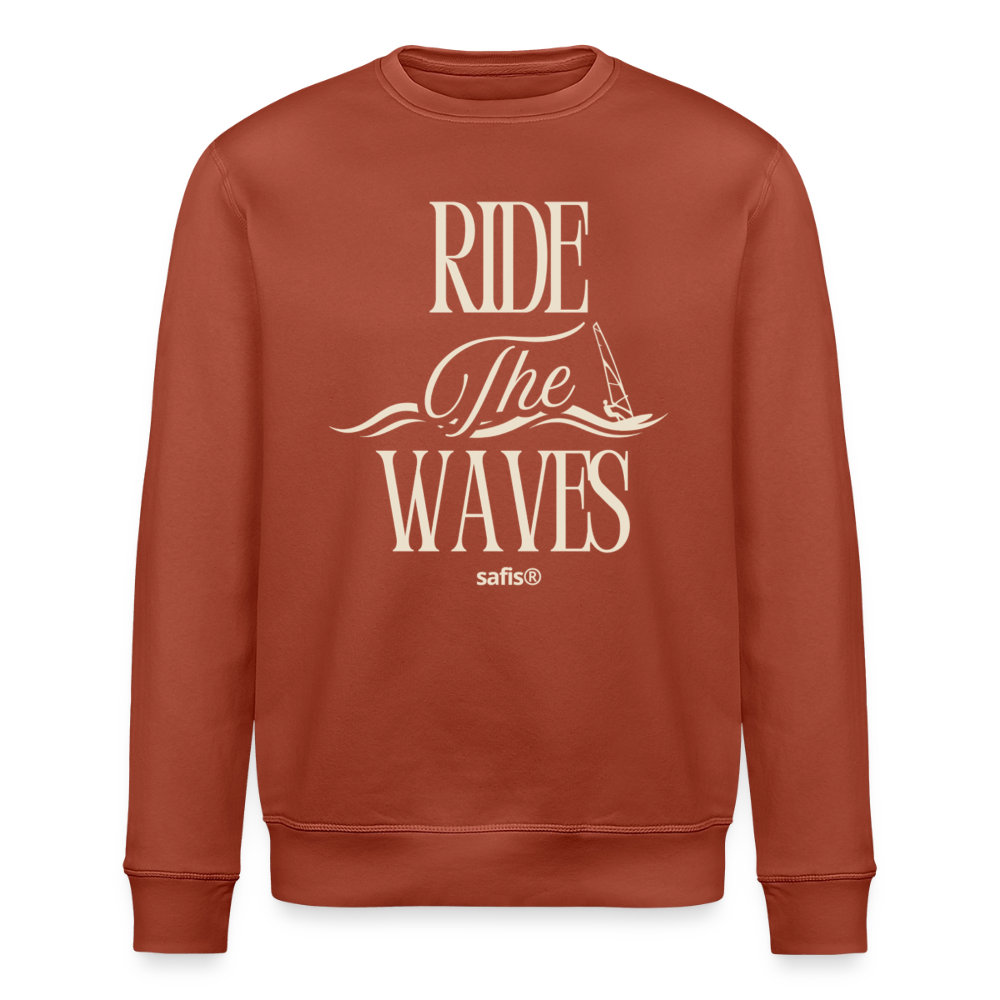 Unisex Bio-Sweatshirt ROLLER -ride the waves- - Terrakotta
