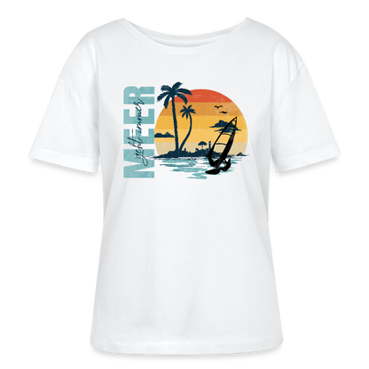 Relaxed Rundhals Frauen Bio-T-Shirt -meer geht immer- - Weiß