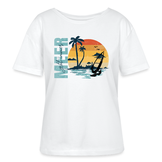 Relaxed Rundhals Frauen Bio-T-Shirt -meer geht immer- - Weiß