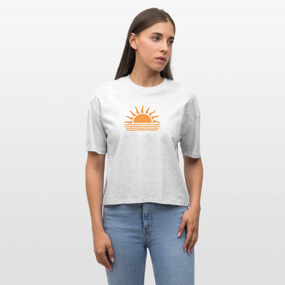 Frauen Boxy Bio-T-Shirt -sunset- - Weiß meliert
