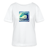 Relaxed Rundhals Frauen Bio-T-Shirt -positive vibes- - Weiß